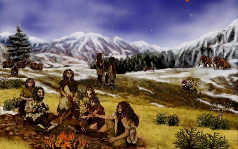 neanderthals, prehistoric, mountains