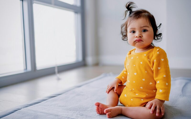 Malá holčička sedí na zemi